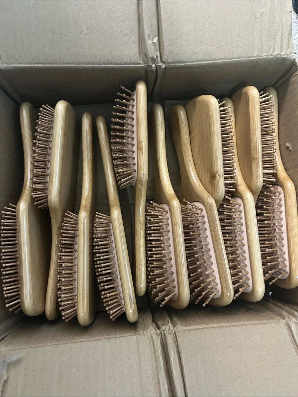Lot of 11 Natural Bamboo Anti-Static Hair Brush Detangling